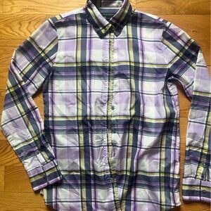 Banana Republic Plaid Button-Up Shirt in Purple and Blue